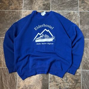 VTG Lee Sweatshirt Alaska Marine Highway Elderhostel XL Travel Boat Coastal